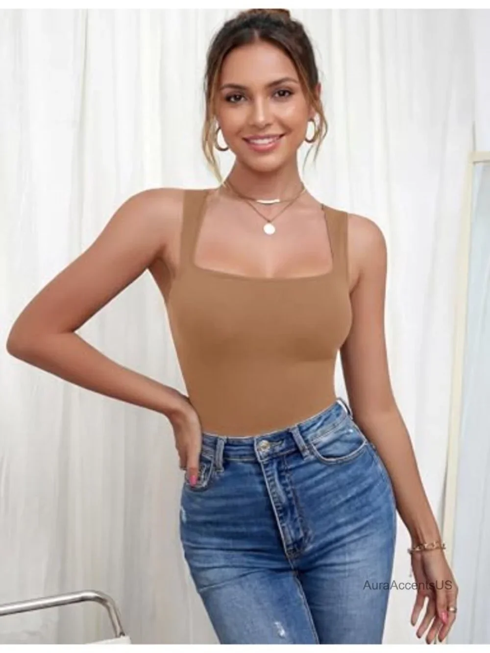 Seamless Square Neck Shapewear Camisole Tummy Control Compression Tank Top